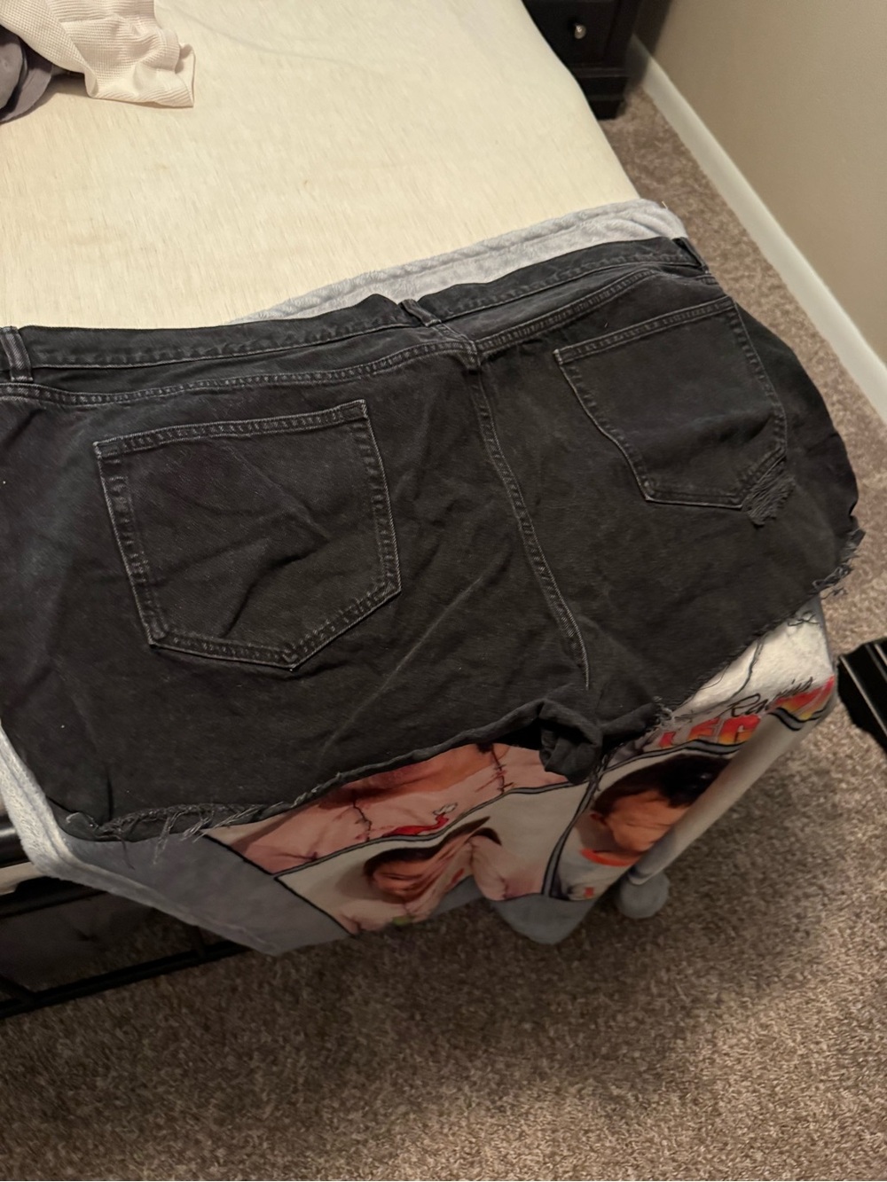 ASOS Curve Black Denim Frayed Hem Jean Shorts